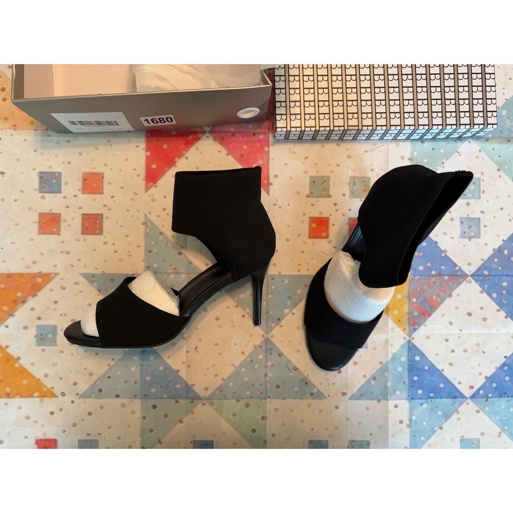 Newbella Black Kitten Heel Sandals Elastic Ankle Strap D'Orsay Dress Shoes 8.5